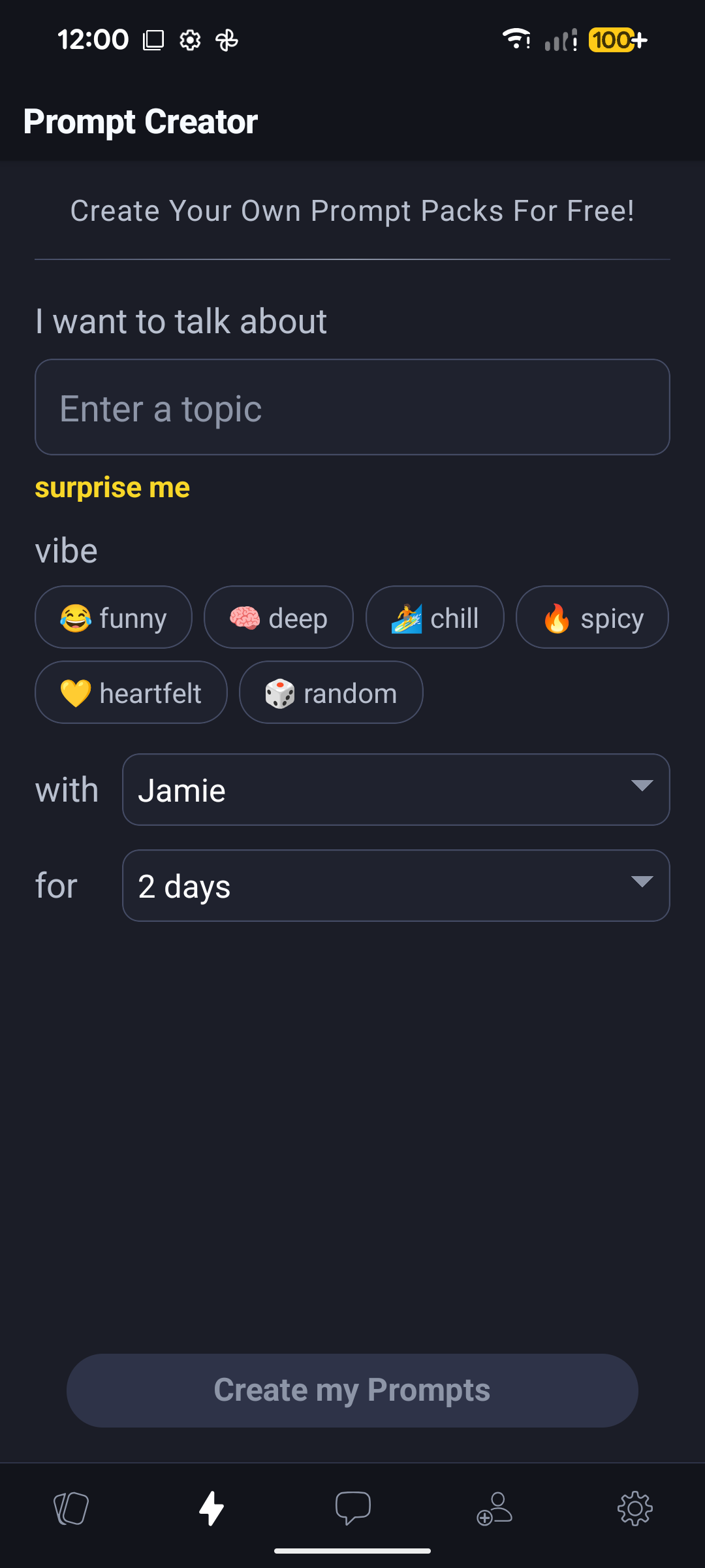 Thrivify AI prompt creator picking a persona voice
